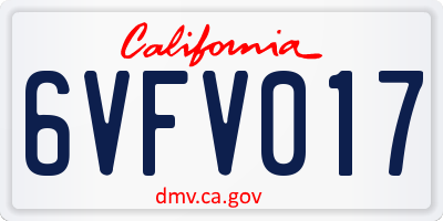 CA license plate 6VFV017
