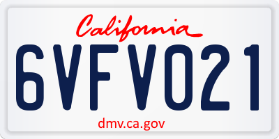 CA license plate 6VFV021