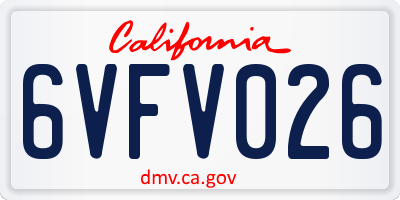CA license plate 6VFV026