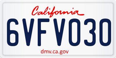 CA license plate 6VFV030