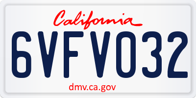 CA license plate 6VFV032