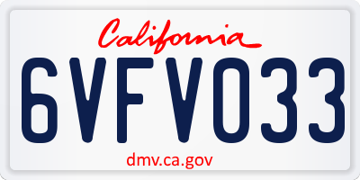 CA license plate 6VFV033