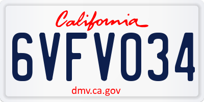 CA license plate 6VFV034