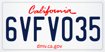 CA license plate 6VFV035