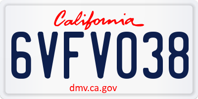 CA license plate 6VFV038