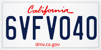 CA license plate 6VFV040