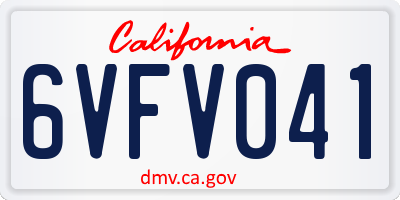 CA license plate 6VFV041
