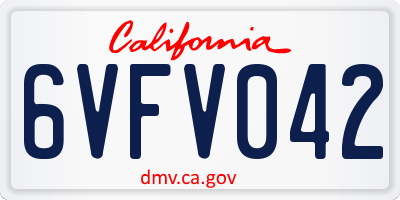 CA license plate 6VFV042