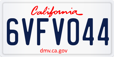 CA license plate 6VFV044