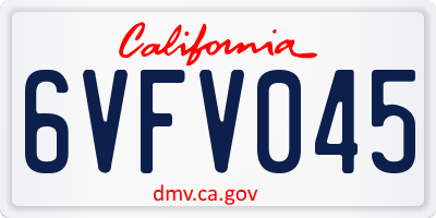 CA license plate 6VFV045
