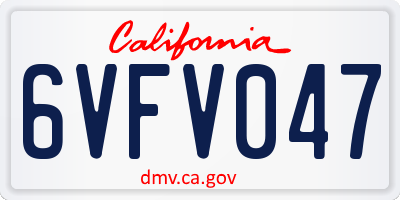CA license plate 6VFV047