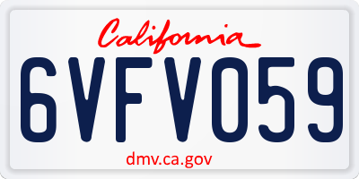 CA license plate 6VFV059