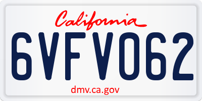 CA license plate 6VFV062