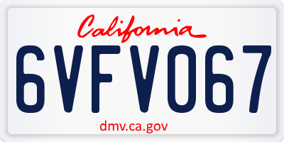 CA license plate 6VFV067