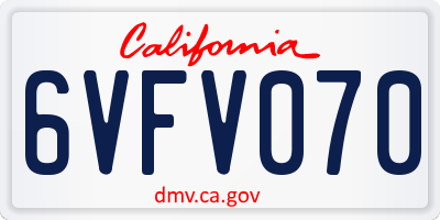 CA license plate 6VFV070