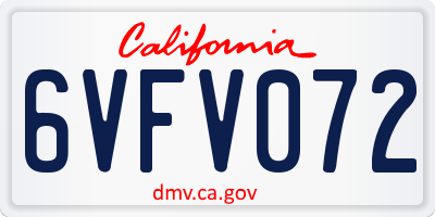 CA license plate 6VFV072