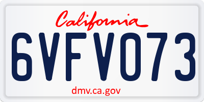 CA license plate 6VFV073