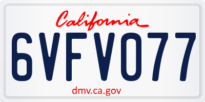 CA license plate 6VFV077