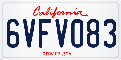 CA license plate 6VFV083