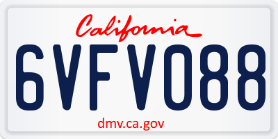 CA license plate 6VFV088