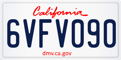 CA license plate 6VFV090