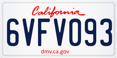 CA license plate 6VFV093