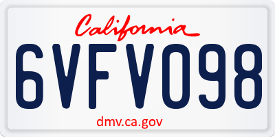 CA license plate 6VFV098