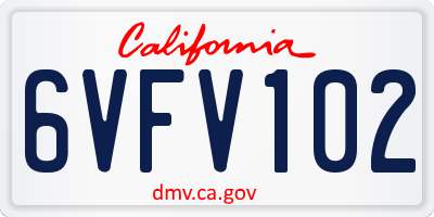 CA license plate 6VFV102