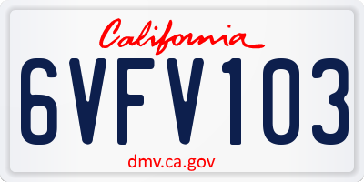 CA license plate 6VFV103