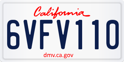 CA license plate 6VFV110