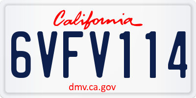 CA license plate 6VFV114