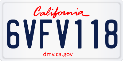CA license plate 6VFV118