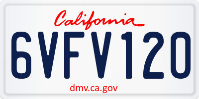 CA license plate 6VFV120