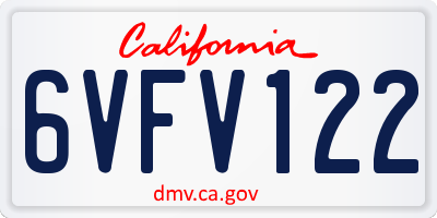 CA license plate 6VFV122