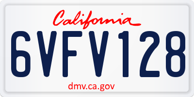 CA license plate 6VFV128