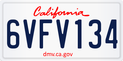CA license plate 6VFV134