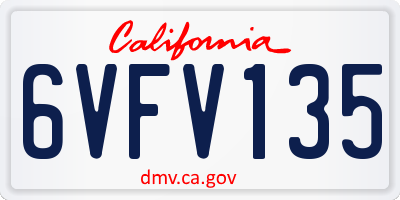 CA license plate 6VFV135