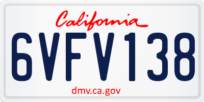 CA license plate 6VFV138