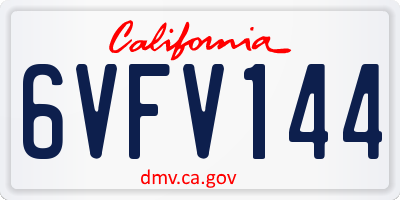 CA license plate 6VFV144