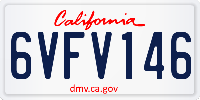 CA license plate 6VFV146