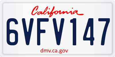 CA license plate 6VFV147