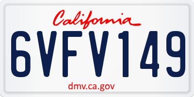 CA license plate 6VFV149
