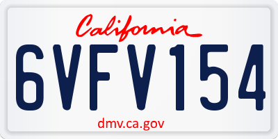 CA license plate 6VFV154