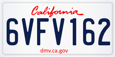 CA license plate 6VFV162