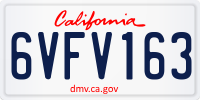 CA license plate 6VFV163