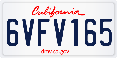 CA license plate 6VFV165