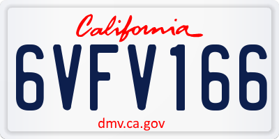 CA license plate 6VFV166