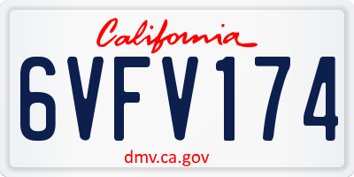 CA license plate 6VFV174