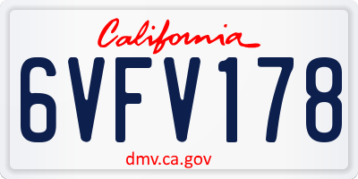 CA license plate 6VFV178