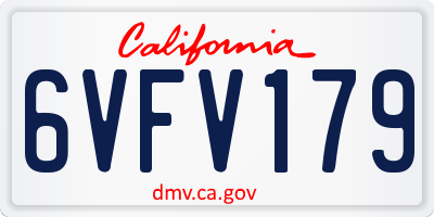 CA license plate 6VFV179